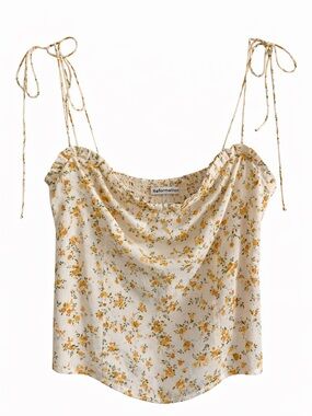 Reformation Floral Tie Strap Top Size 4 Milkmaid Coquette